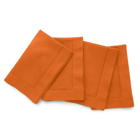 Cotton Linen Hemstitch Dinner Napkins Set of 4, 20 x 20"