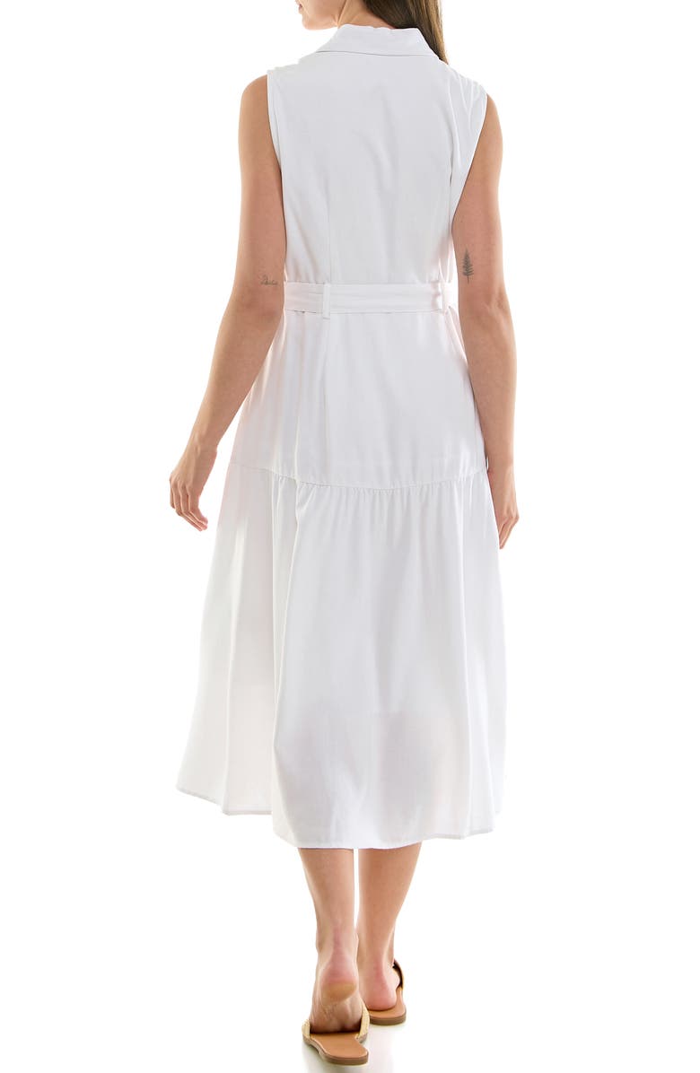 Nicole Miller Sleeveless Belted Linen Shirtdress, Alternate, color, Brilliant White