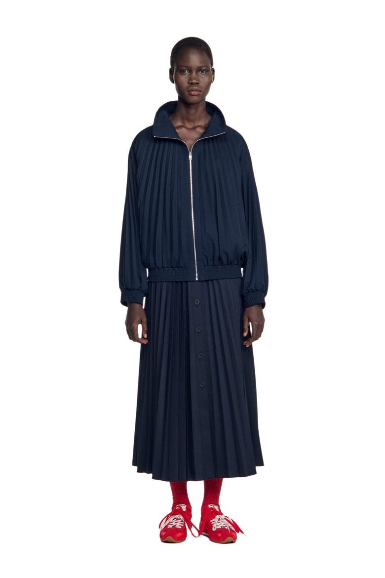 Pleated jacket, Main, color, Navy blue