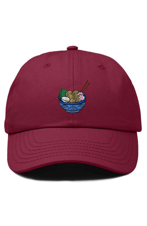 Dalix Noodles Embroidered Casual Cap In Maroon