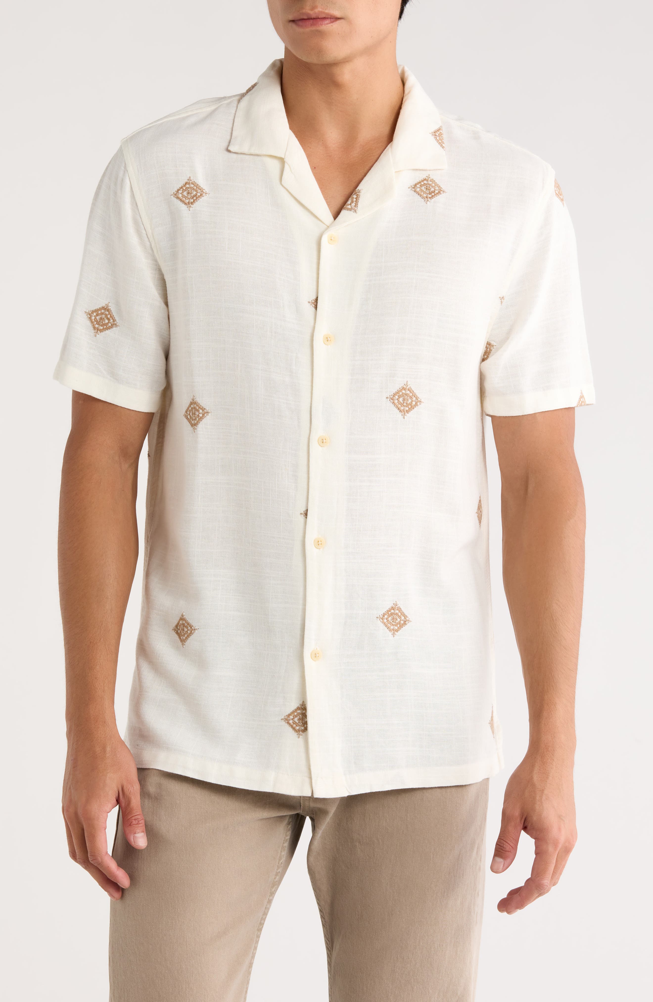 INDUSTRY REPUBLIC CLOTHING Embroidered Camp Shirt