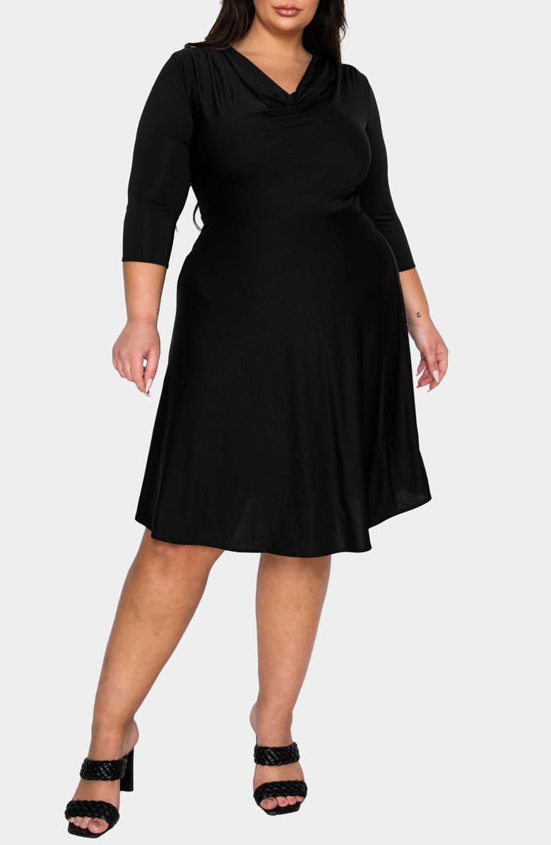 L I V D Amoretti Cowl Neck Flare Dress, Alternate, color, 