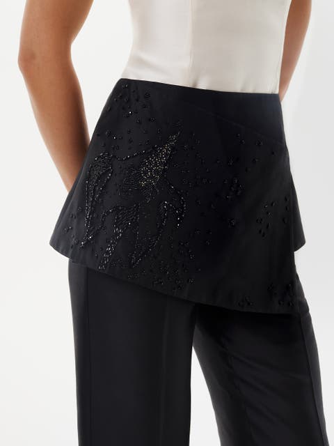 Silk-wool Embroided Mini Skirt