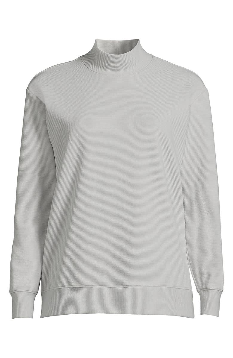Lands' End Long Sleeve Ottoman Mock Pullover, Alternate, color, Pale Gray
