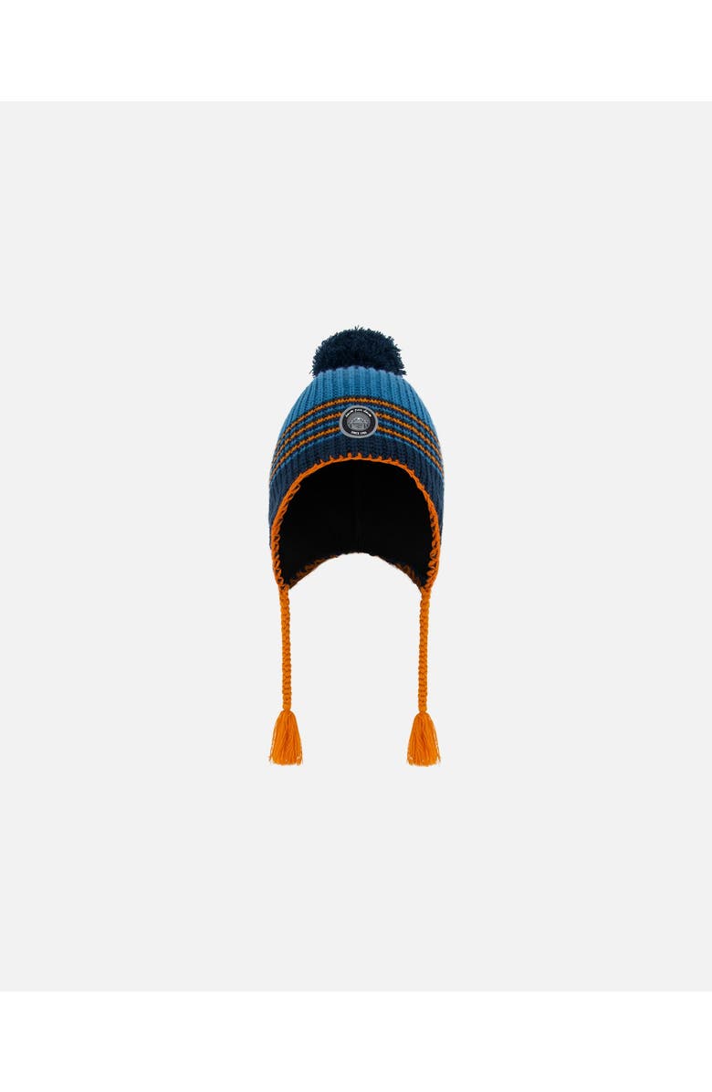 Deux par Deux Baby Boy's Peruvian Knit Hat Blue And Orange, Main, color, Stripes