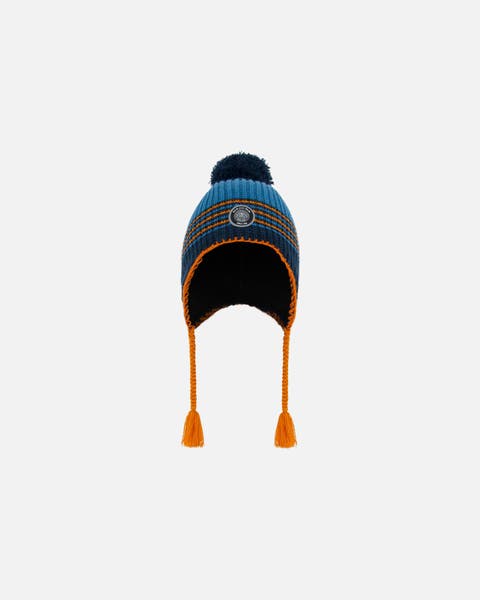 Baby Boy's Peruvian Knit Hat Blue And Orange
