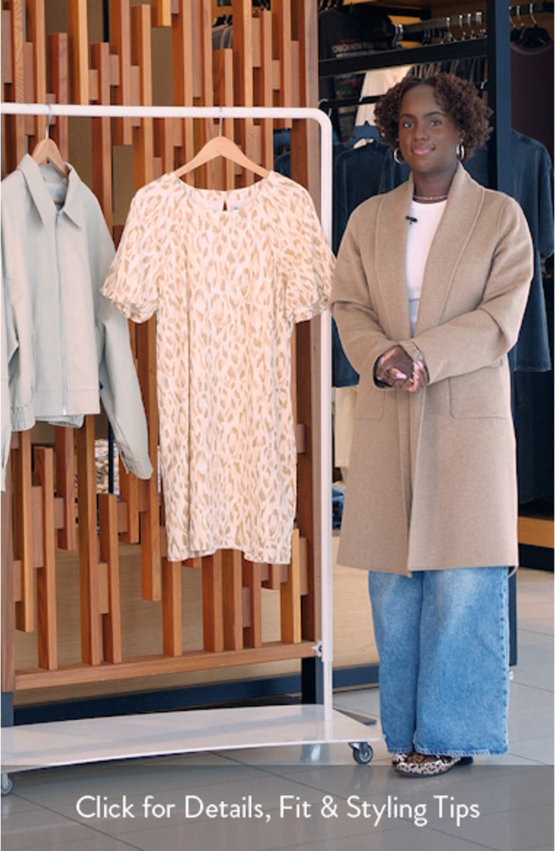 Cheetah Cove Puff Sleeve Linen Blend Shift Dress, sales video thumbnail