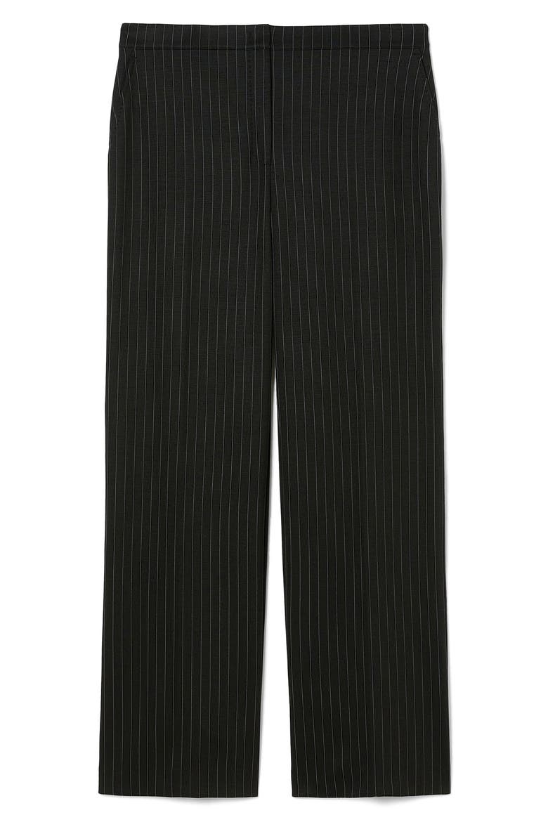 Michela Pinstripe Stretch Jersey Pants, Alternate, color, BLACK