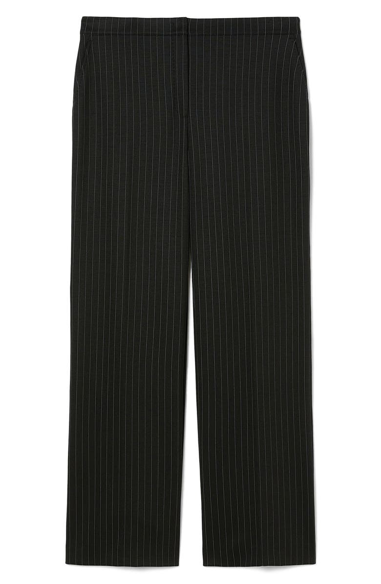 Marina Rinaldi Michela Pinstripe Stretch Jersey Pants, Alternate, color, Black