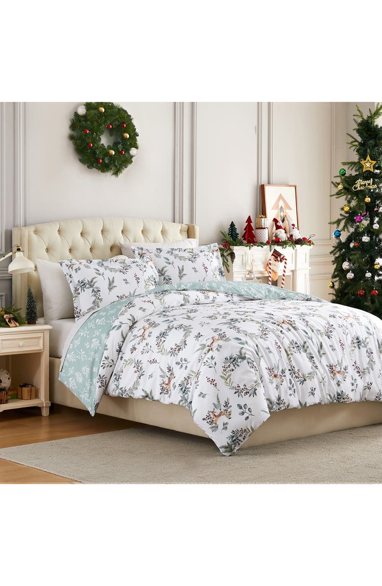 SOUTHSHORE FINE LINENS Happy Holidays Oversize Holiday Comforter Set, Alternate, color, Happy Holidays