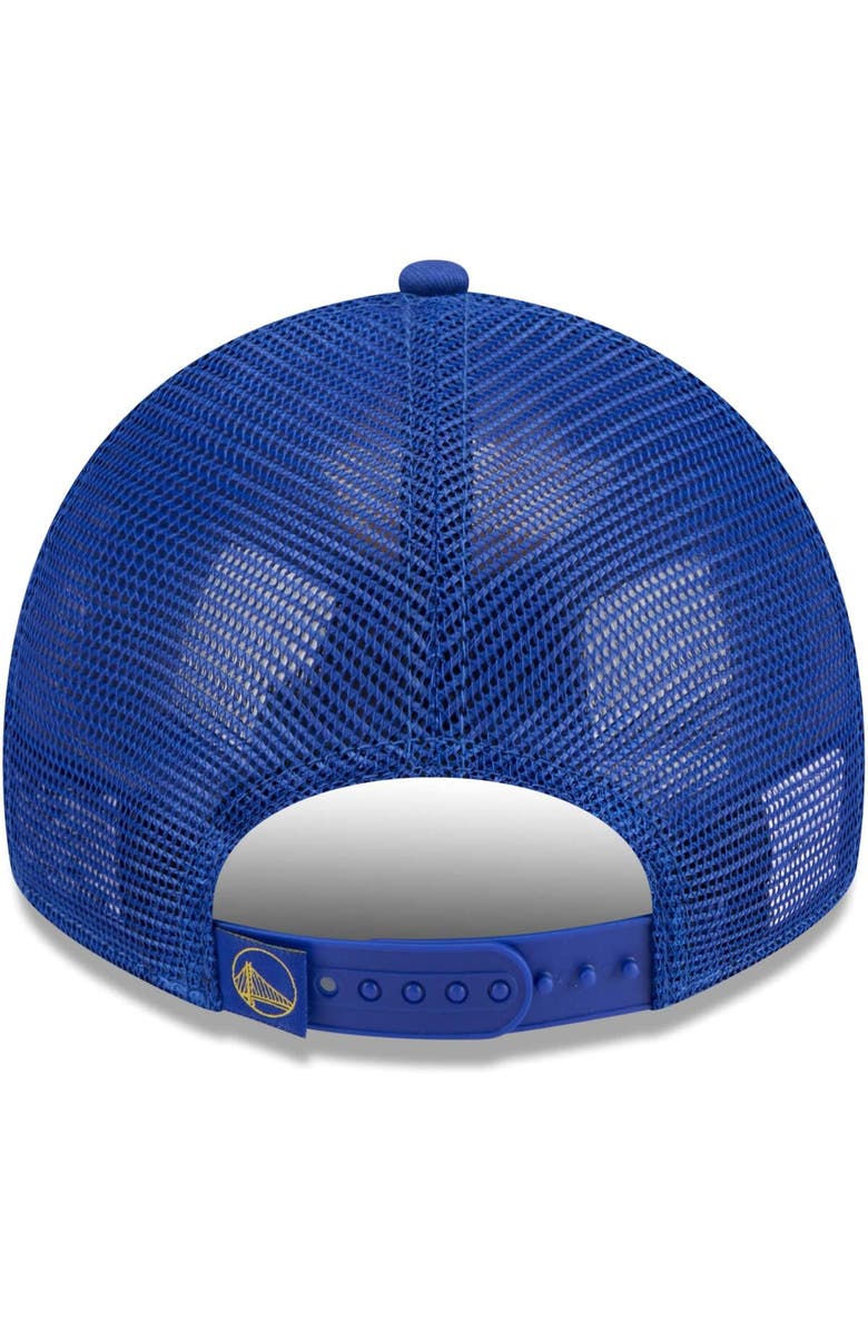 New Era Men's New Era Royal Golden State Warriors Rough Edge Logo Trucker 9TWENTY Adjustable Hat, Alternate, color, Royal