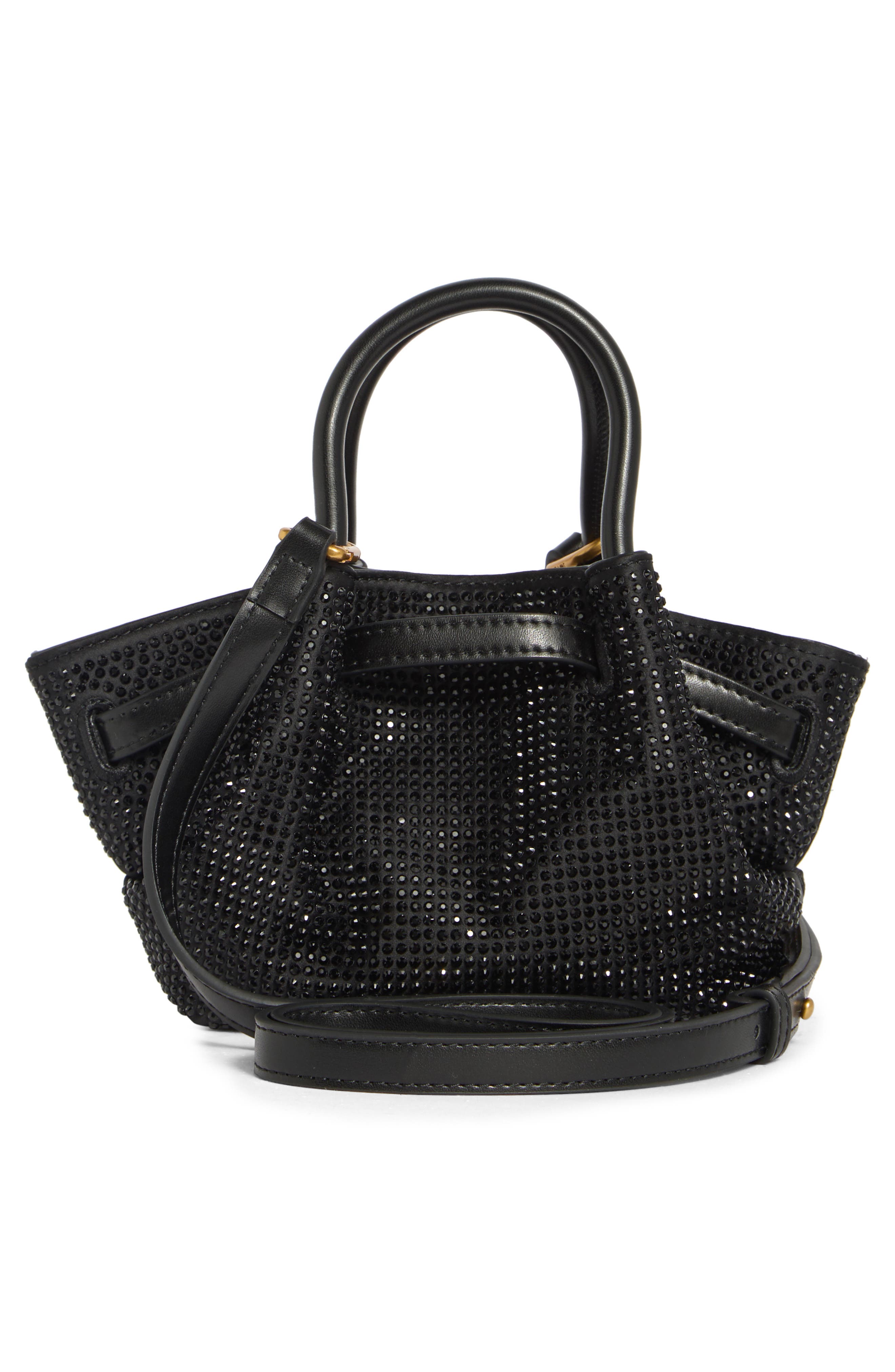 Mini Hana Crystal Tote Bag, Alternate, color, BLACK
