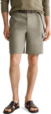 MANGO Linen Cargo Bermuda Shorts
