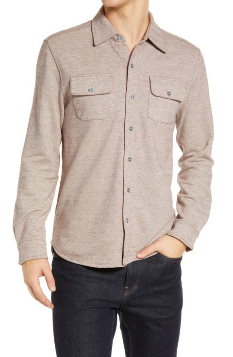 Textured Knit Long Sleeve Button-Up Shirt