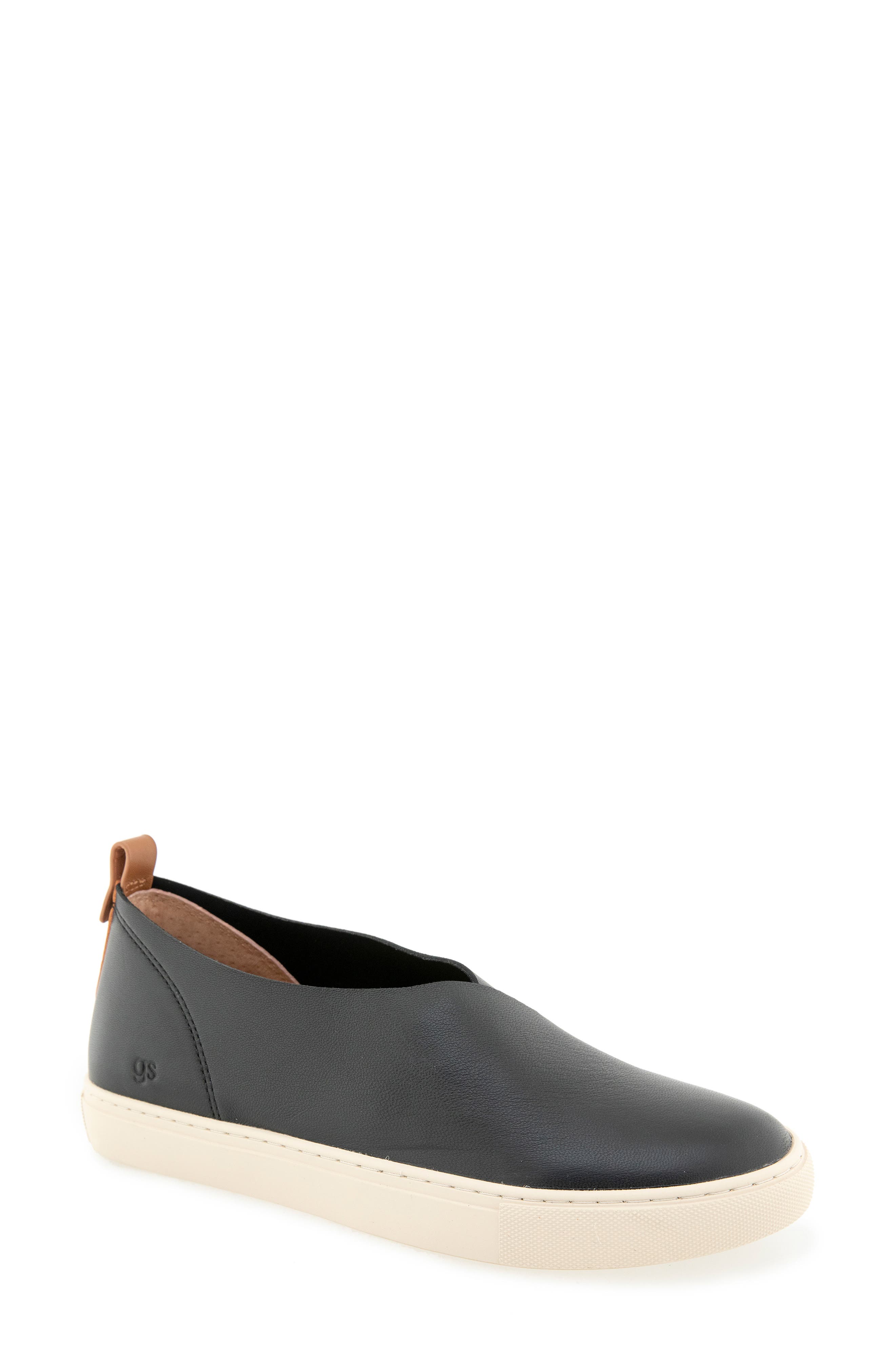 Cainey Slip-On Sneaker, Main, color, BLACK LEATHER