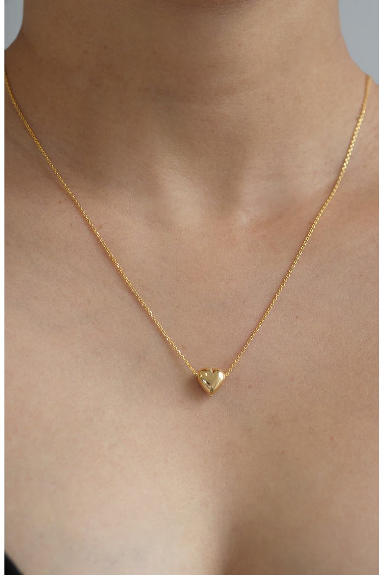 Carded Puffy Heart Pendant Necklace, Alternate, color, GOLD