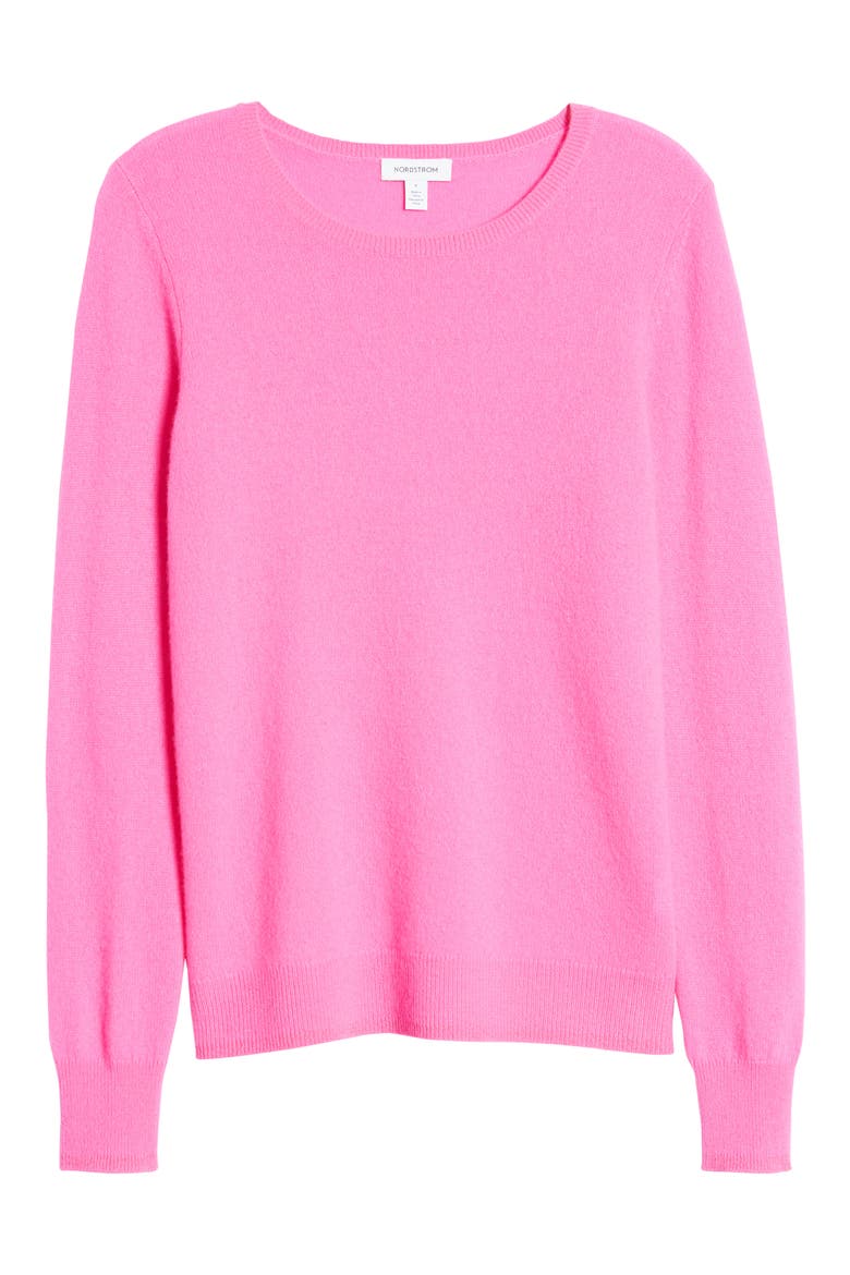 Cashmere Crewneck Sweater, Alternate, color, PINK FLASH