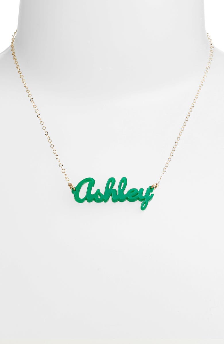Moon and Lola 'Script Font' Personalized Nameplate Pendant Necklace, Alternate, color, 