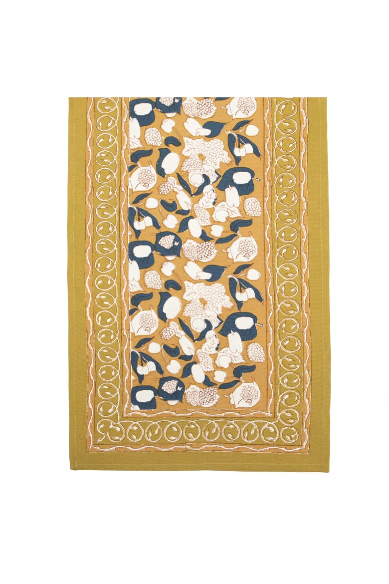 Forest Harvest Runner, Alternate, color, Mustard/Blue 16" x 90"