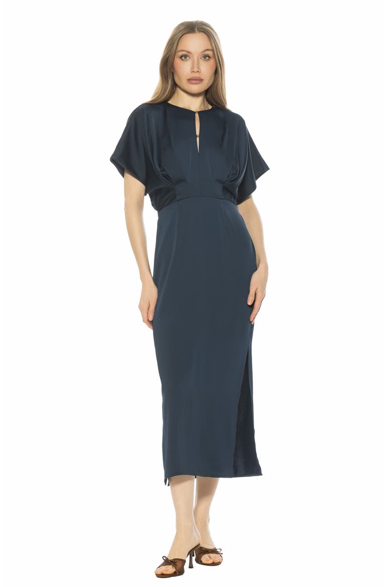 Sylvi Draped Sleeve Midi Dress, Alternate, color, LAPIS