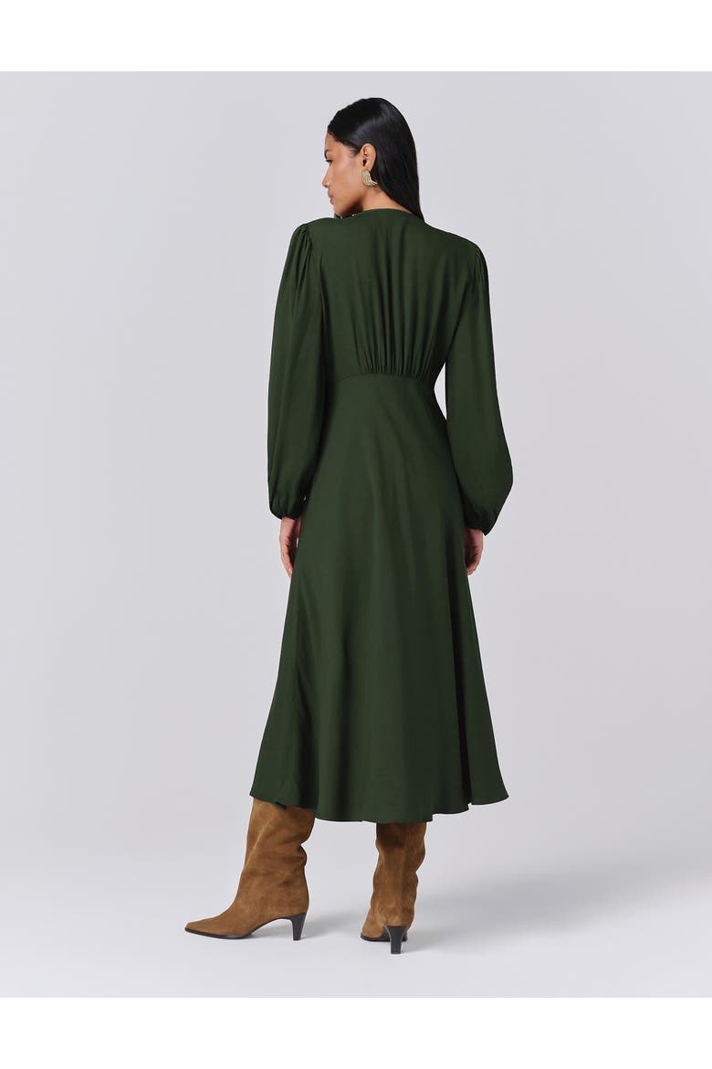 Francesca Crepe Button Up Midi Dress, Alternate, color, Green