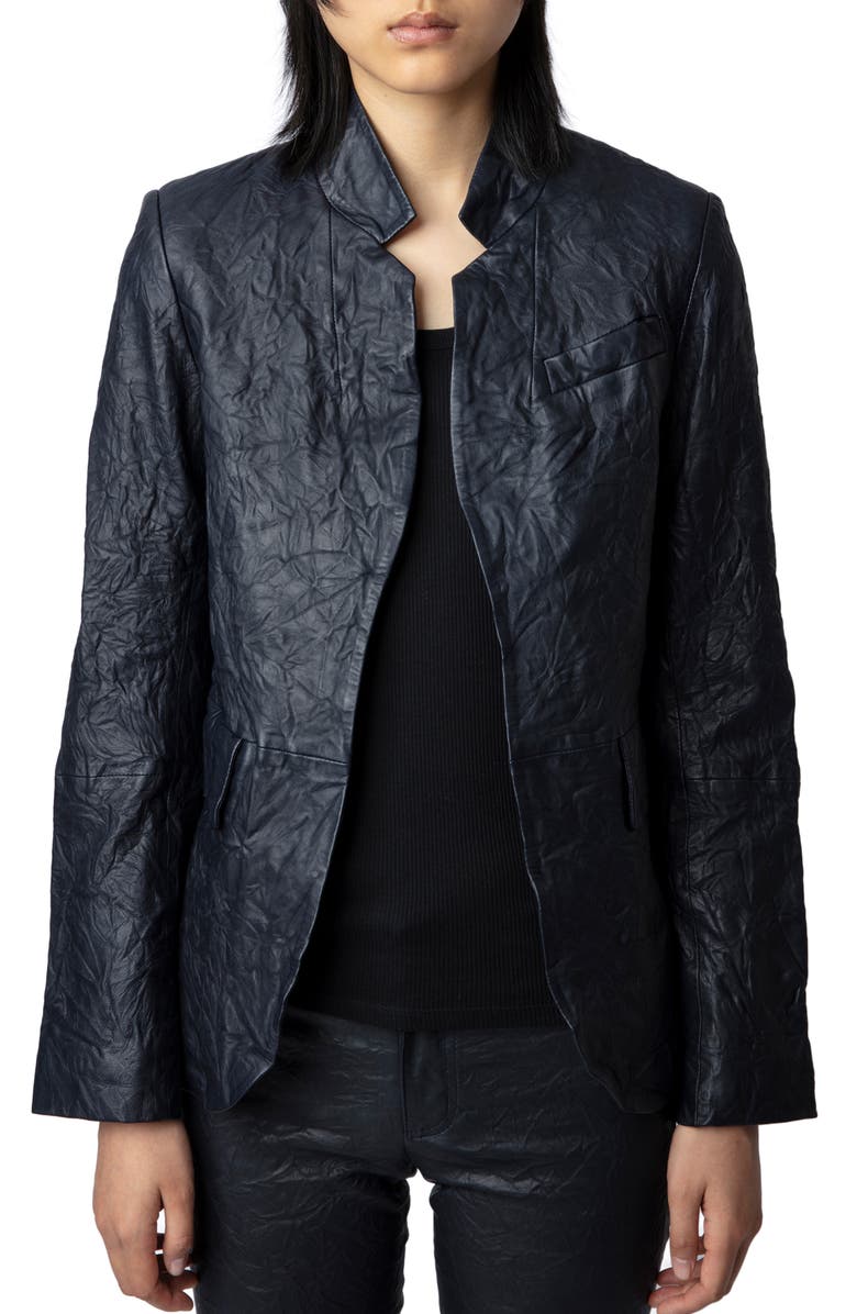 Zadig & Voltaire Very Crushed Leather Jacket, Main, color,
