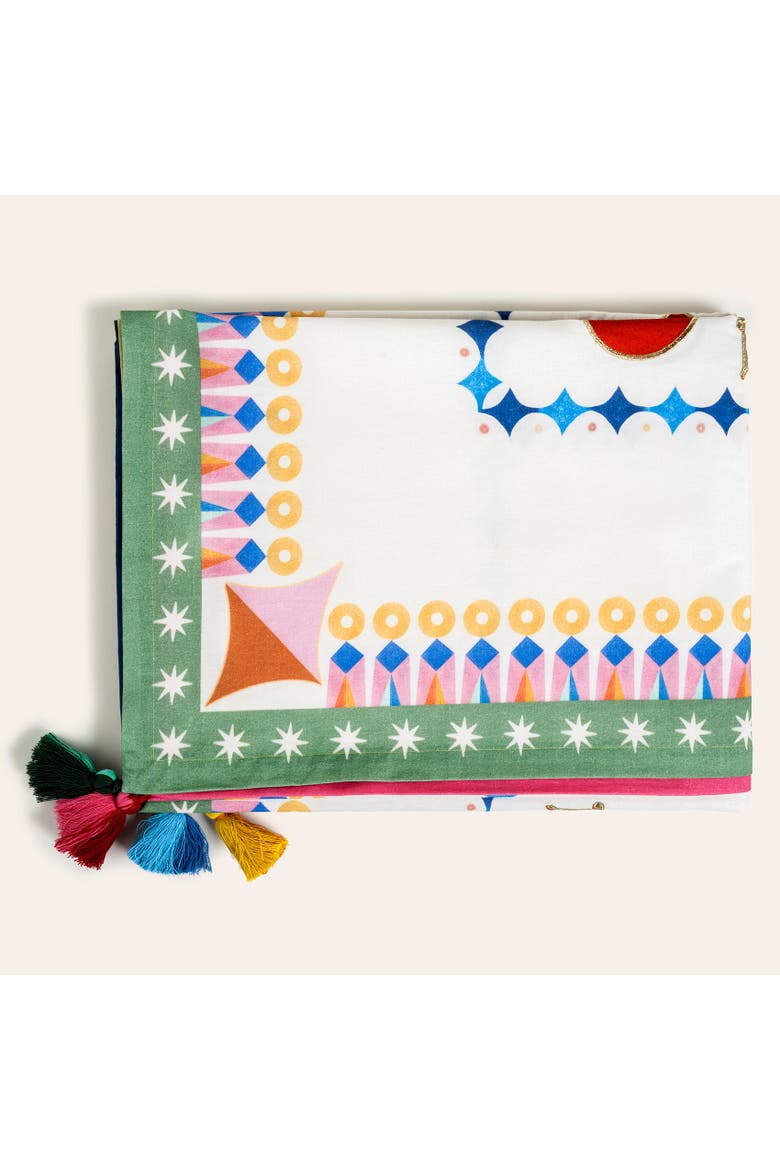 Nilufer Digital Printed Tasseled Artisan Design, Main, color, Ecru