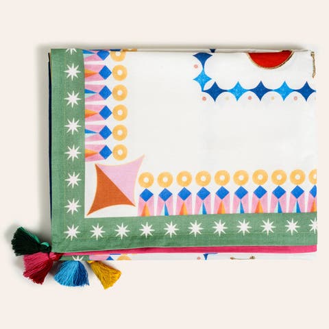Nilufer Digital Printed Tasseled Artisan Design