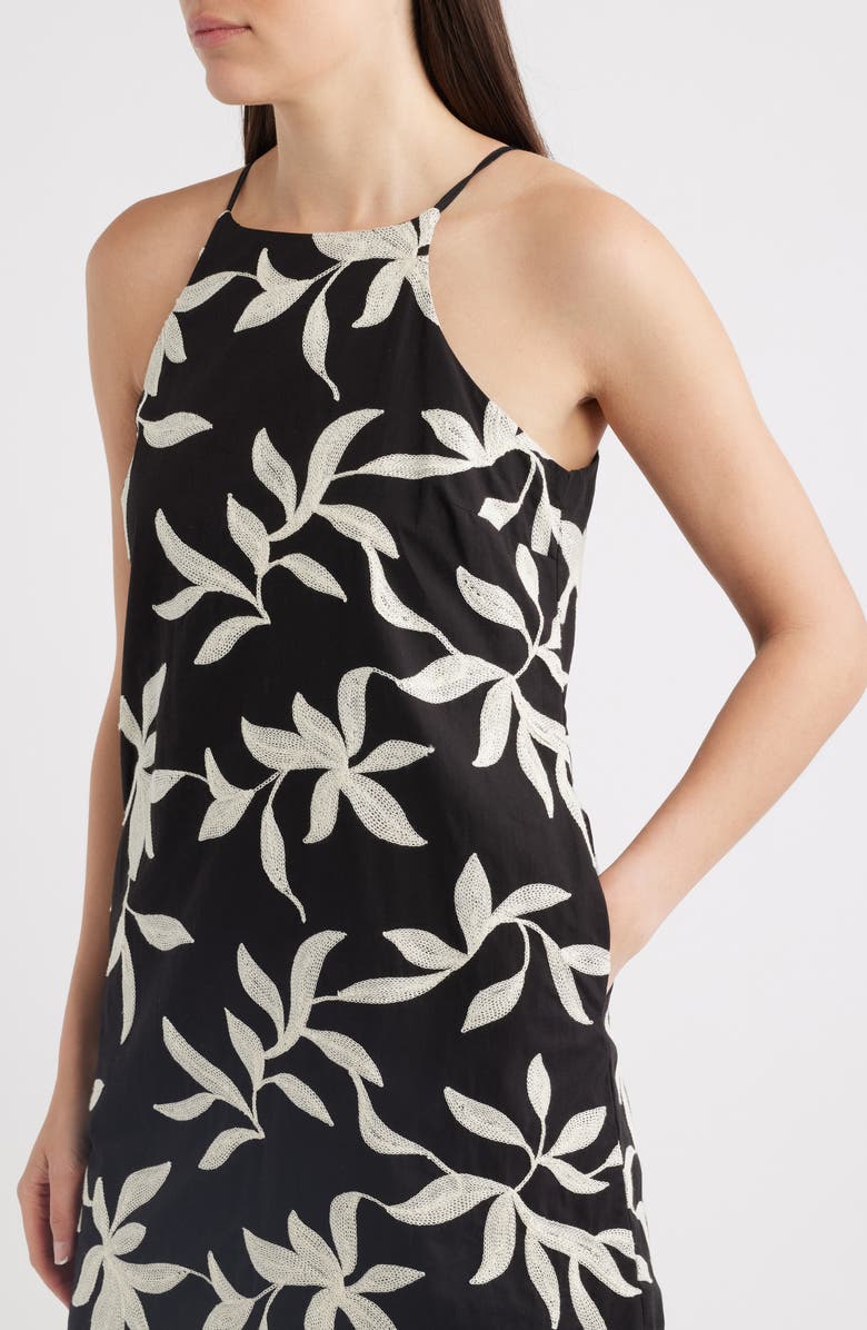 Halogen<sup>®</sup> Floral Embroidered A-Line Minidress, Alternate, color, Rich Black 060
