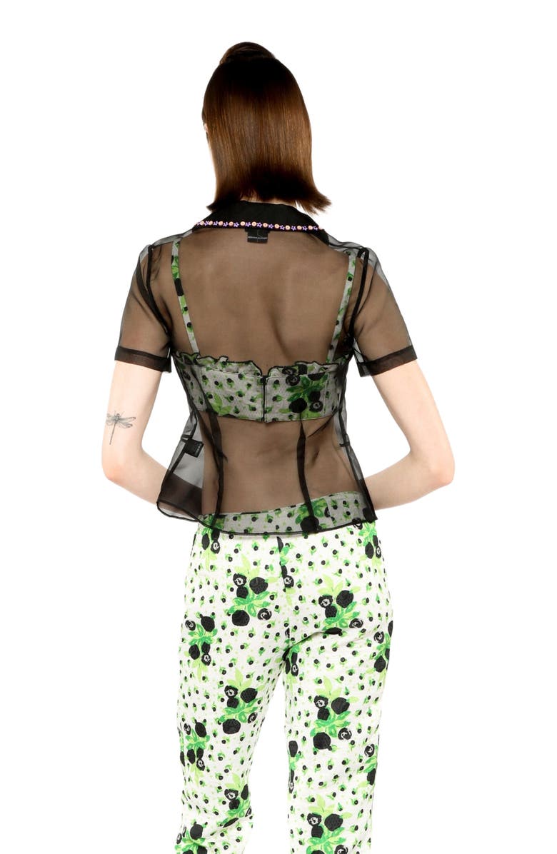 Anna Sui Twinkle Beaded Organza Blouse, Alternate, color, Black