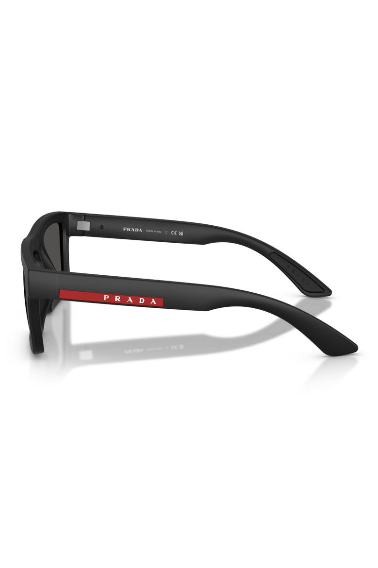 58mm Rectangular Sunglasses, Alternate, color, MATTE BLACK / DARK GREY