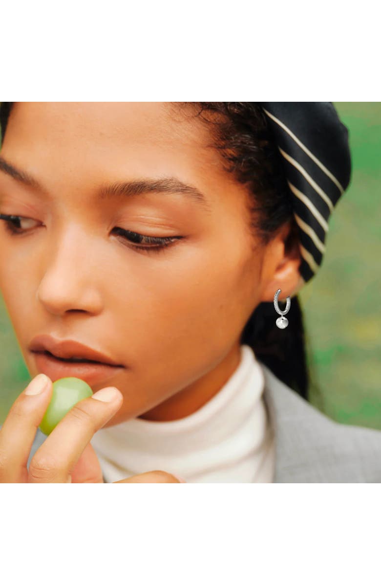 PASCAL The Tennis Ball Hoop Earring, White Diamond Pavé, Alternate, color, Silver / White Diamond