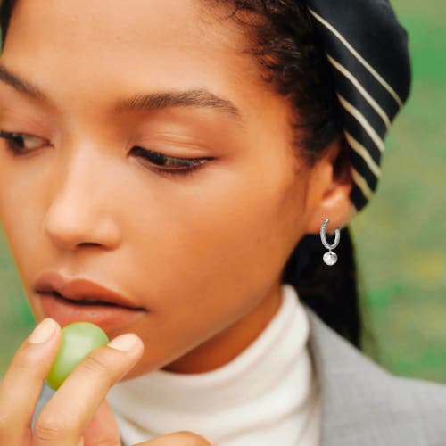 Pascal The Tennis Ball Hoop Earring, White Diamond Pavé