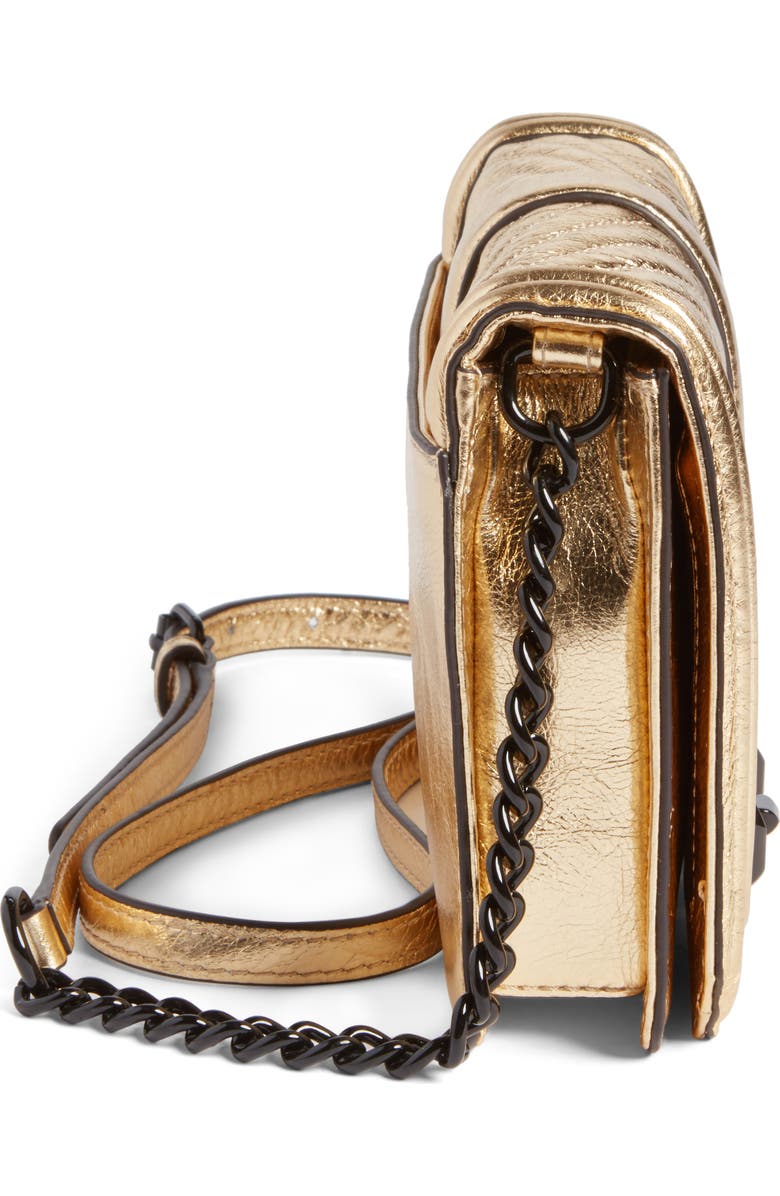 Rebecca Minkoff Small Love Metallic Leather Crossbody Bag, Alternate, color, Gold/ Black Hardware