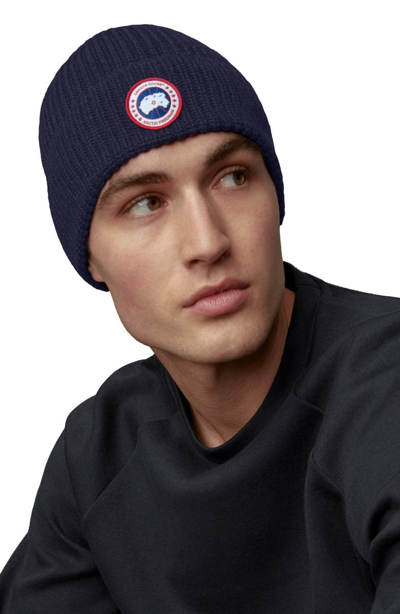 Canada Goose Arctic Disc Ribbed Toque Beanie, Alternate, color, Navy Heather