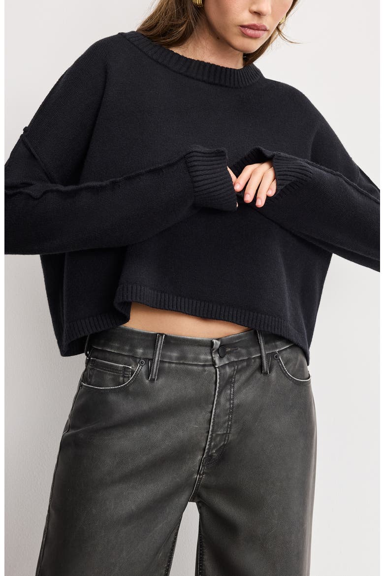 Cozy Crewneck Sweater, Main, color, BLACK001