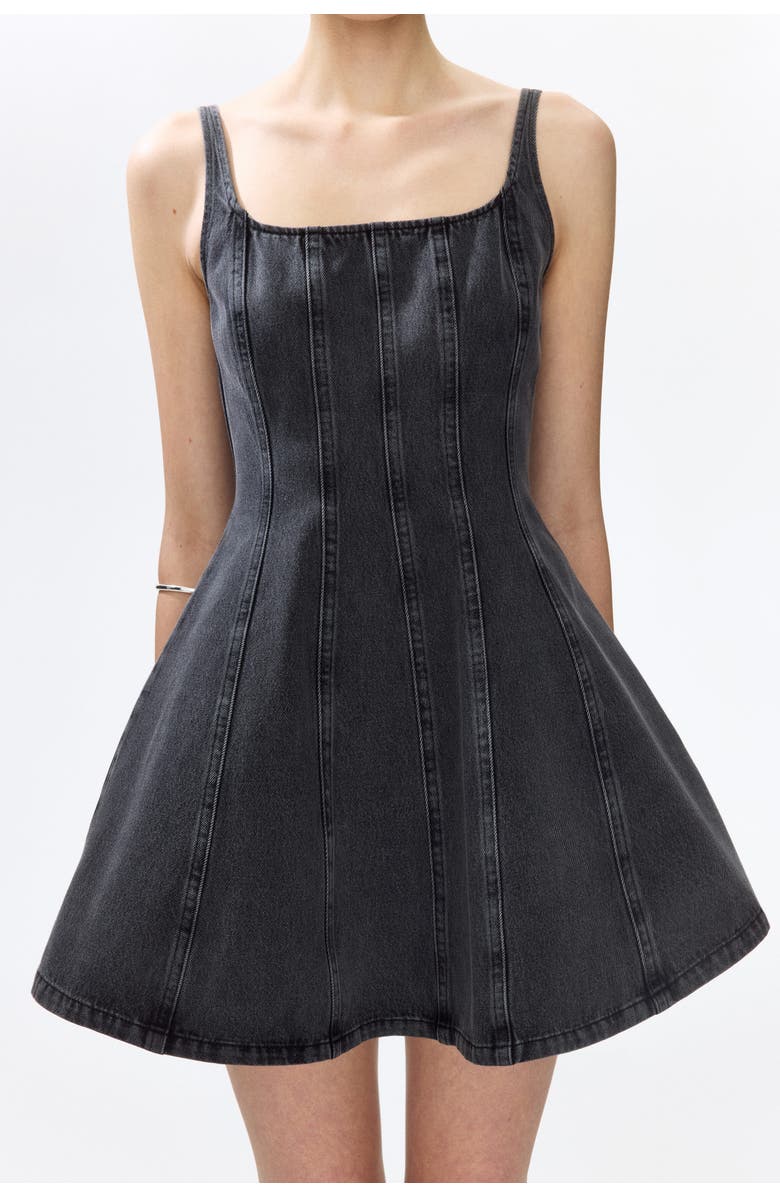 H&M Flared-skirt Denim Dress, Alternate, color, Denim Gray