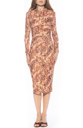 Alexia Admor Kim Bodycon Long Sleeve Midi Dress In Multi