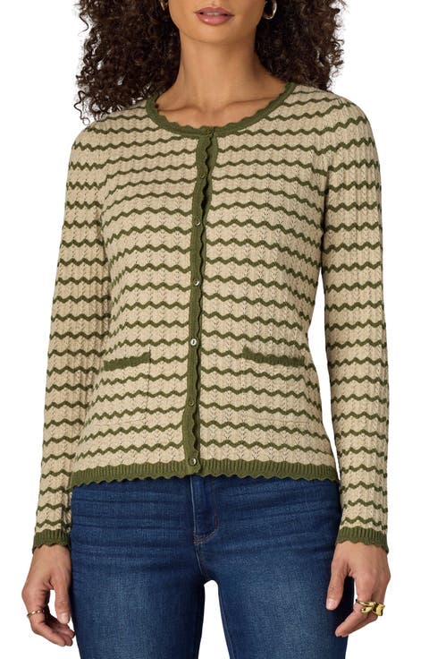 Stripe Round Neck Cardigan