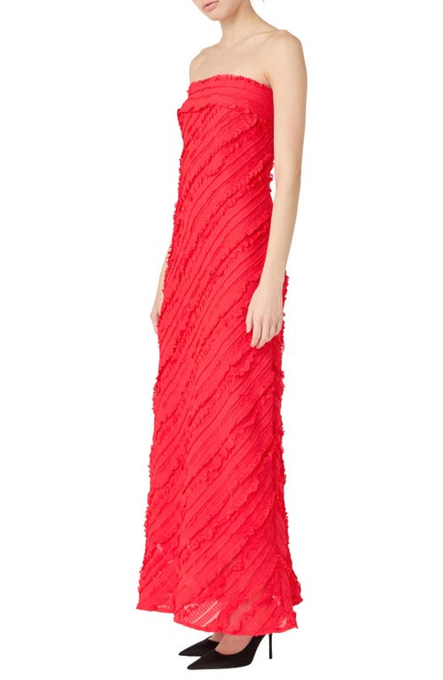 Endless Rose Ruffle Strapless Maxi Dress In Red