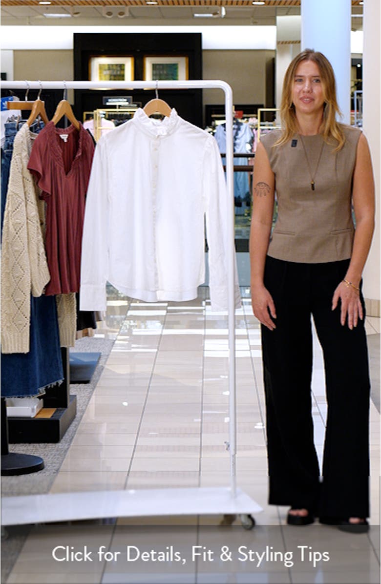 Ruffle Puff Sleeve Cotton Button-Up Shirt, sales video thumbnail