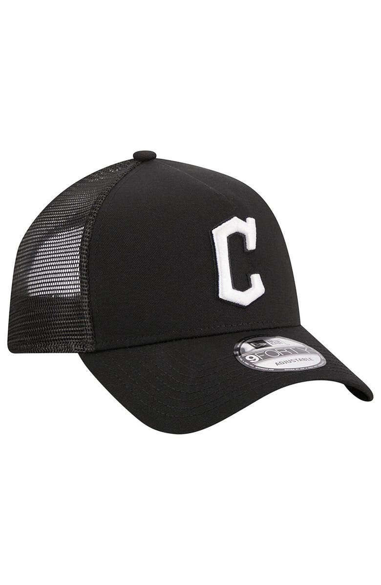 New Era Men's New Era Black Cleveland Guardians A-Frame 9FORTY Trucker Adjustable Hat, Alternate, color, 