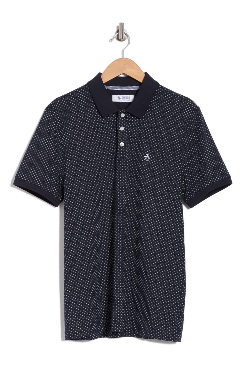 Ditsy Diamond Cotton Jersey Polo, Alternate, color, DARK SAPPHIRE