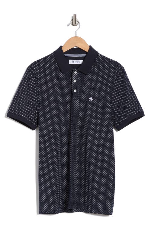 Original Penguin Ditsy Diamond Cotton Jersey Polo In Dark Sapphire