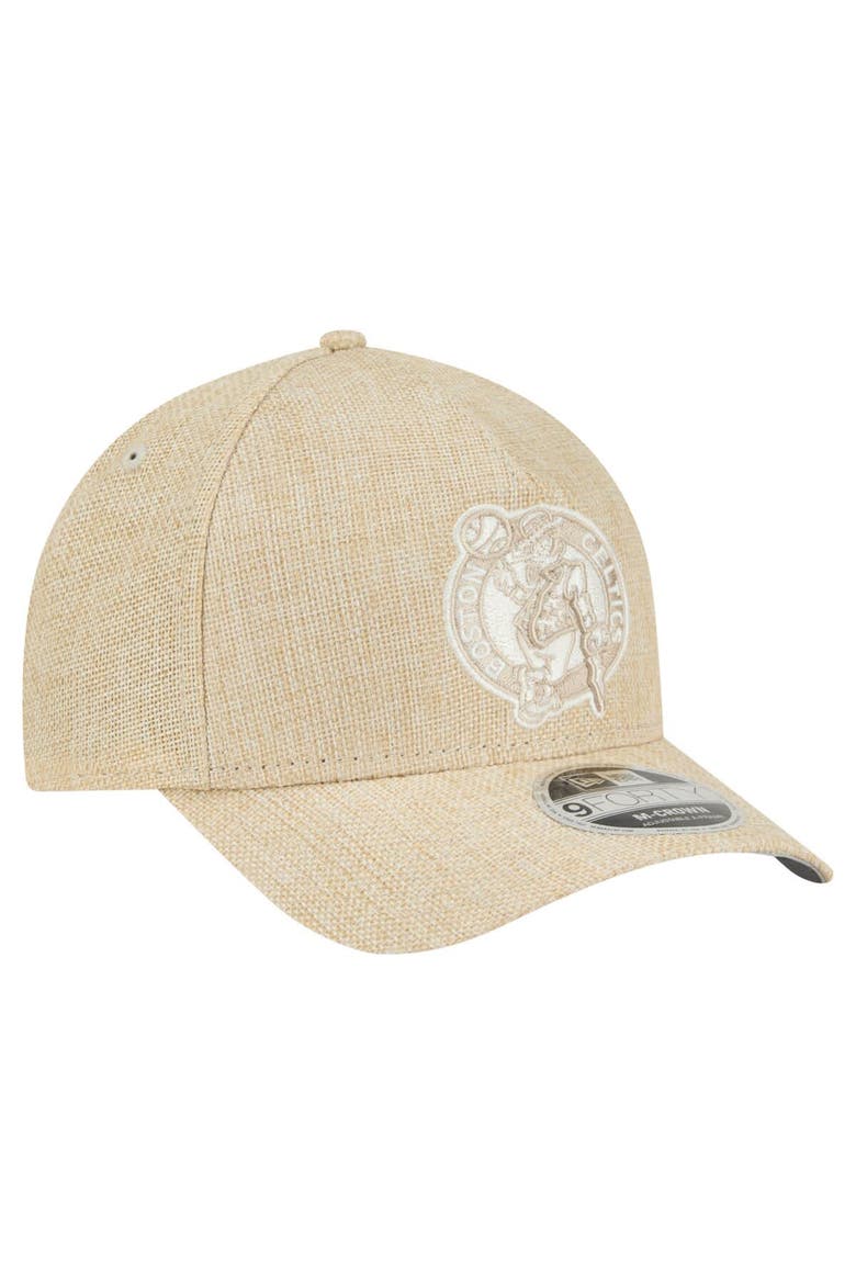 Men's New Era  Tan Boston Celtics Injection Woven A-Frame 9FORTY Adjustable Hat, Alternate, color, Tan