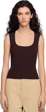 SANDRO Crochet detail knit top