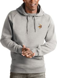 ANTIGUA Men's Antigua Heathered Gray Minnesota Vikings Logo Victory Pullover Hoodie