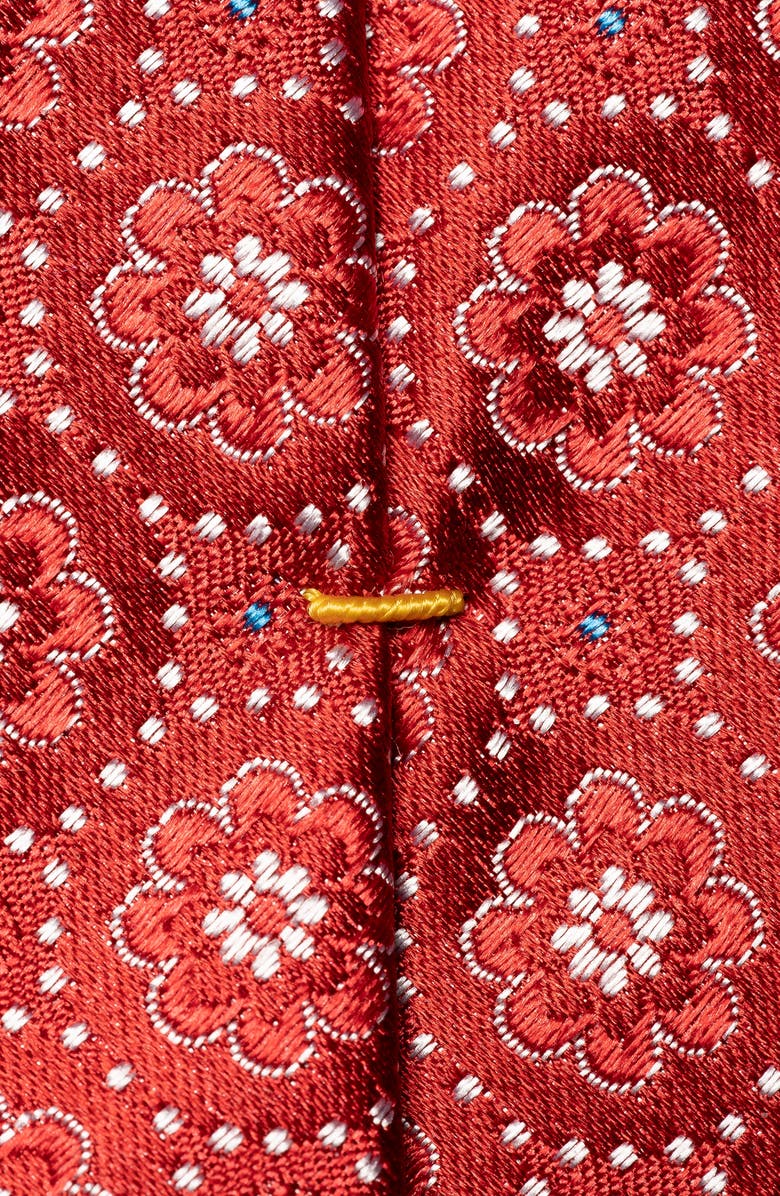 Eton Floral Medallion Silk Tie, Alternate, color, Medium Red