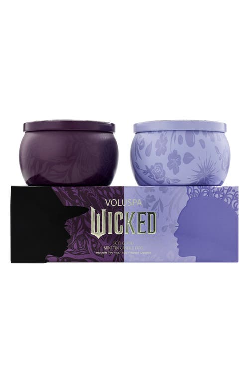 Voluspa Wicked Collection For Good Mini Tin Candle 2-piece Gift Set In Purple