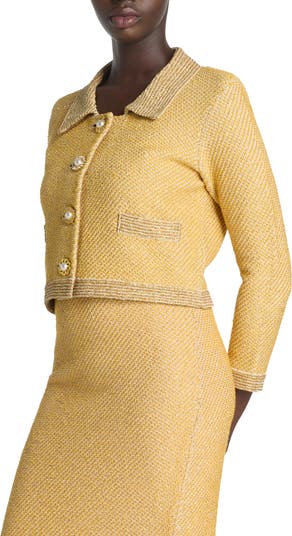 ST.JOHN EVENING　ニット　イエローテーラードジャケット S St. John Evening Sequin Twill Knit Jacket | Nordstrom